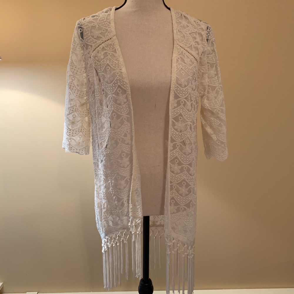 Lace Kimono with Fringe